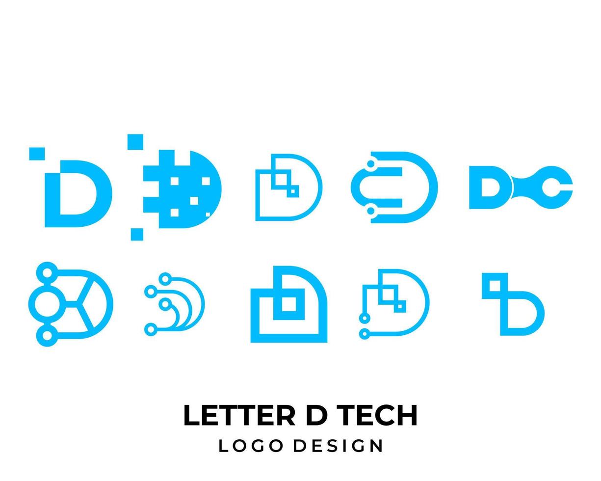 Letter D monogram tech digital logo design. vector