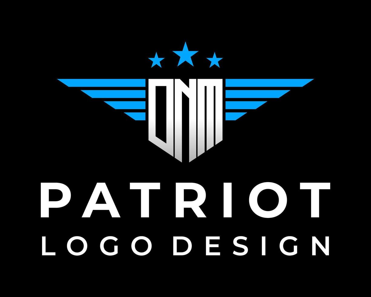 Letter DNM monogram patriot logo design. vector