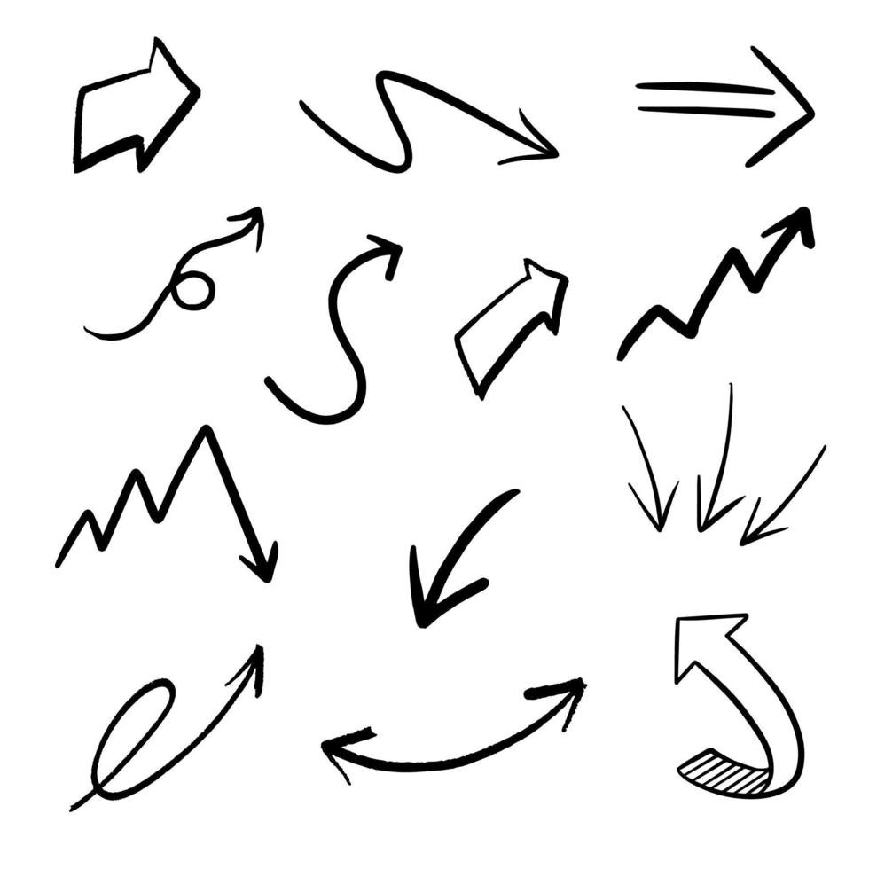 Hand drawn arrow collection. arrow set vector
