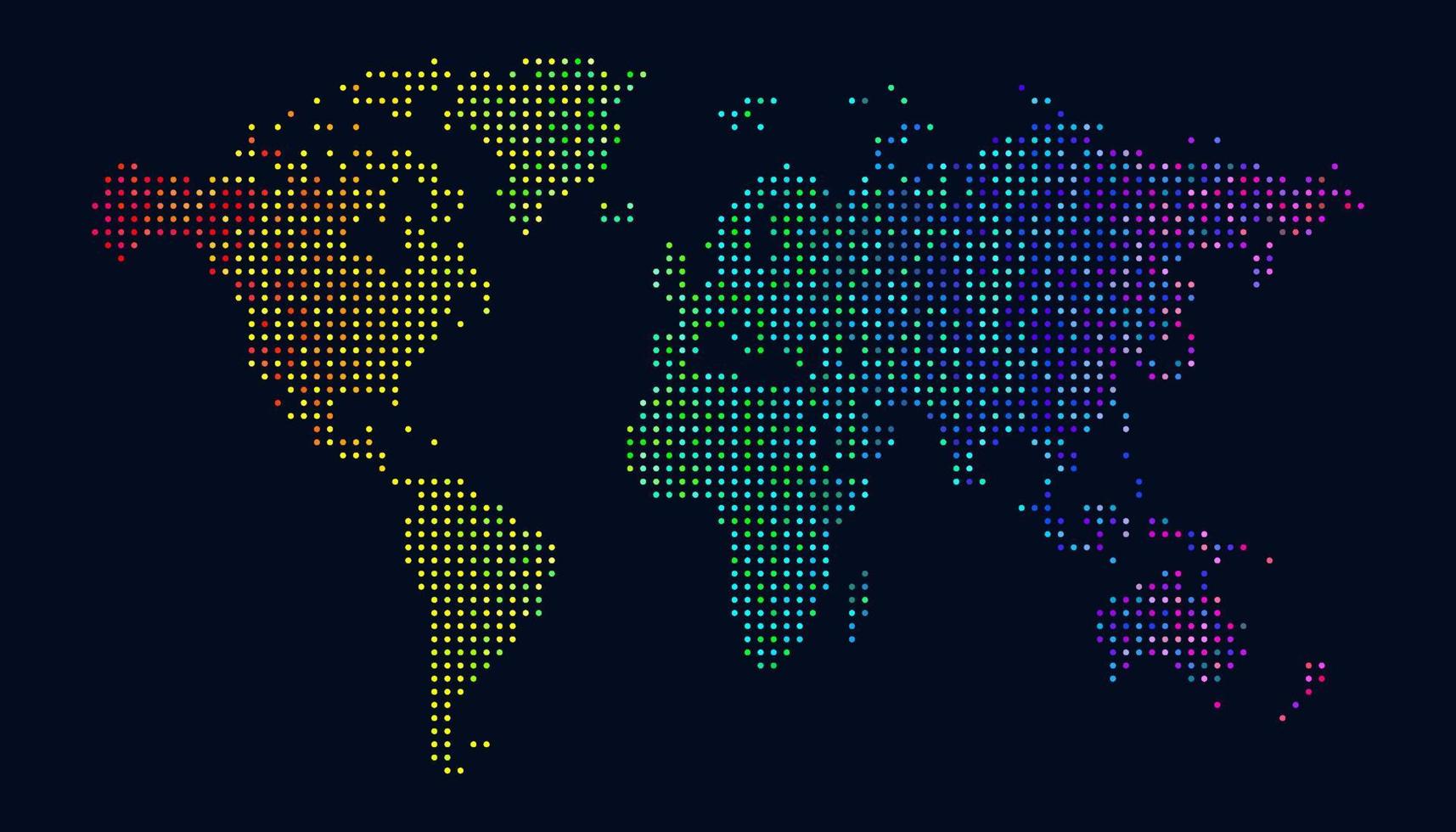 mapa del mundo con coloridos puntos brillantes vector