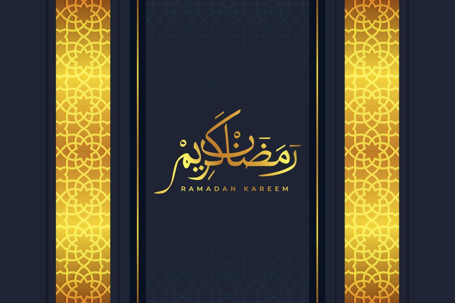 fondo oscuro islámico con caligrafía ramadan kareem vector