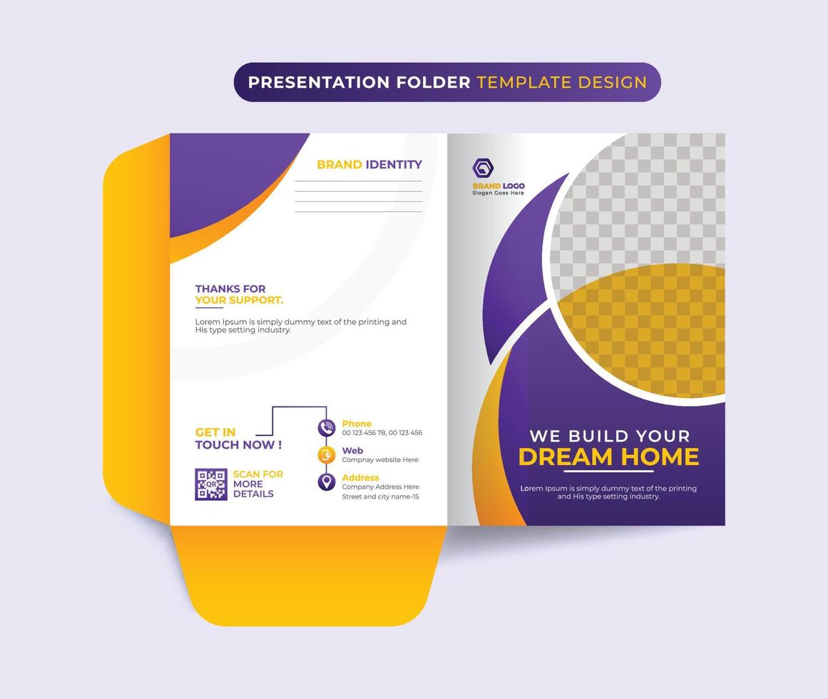 Modern geometric presentation folder template design, Folder design, cover for catalog, brochures vector