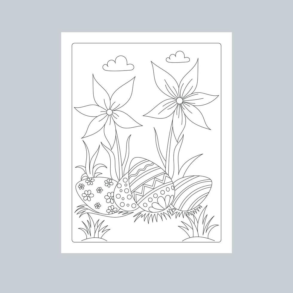 Hand Drawn Easter Background Line Art Illustration vector
