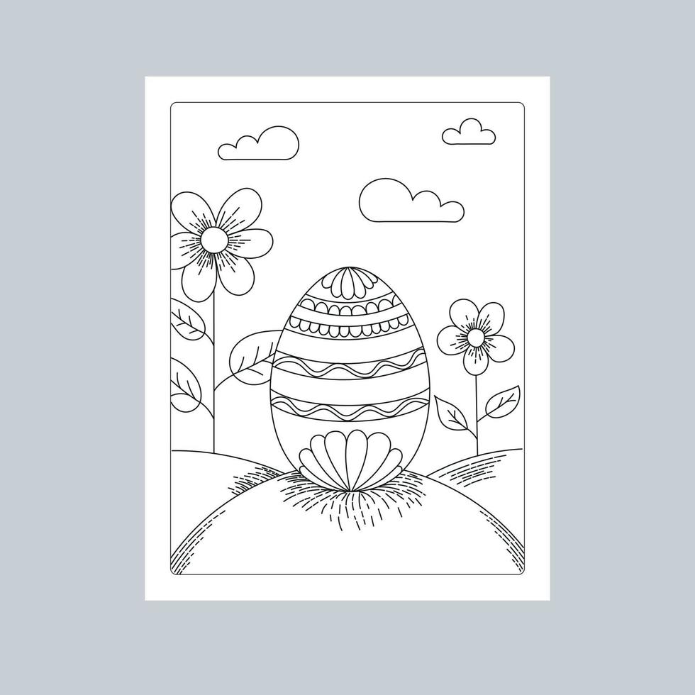 Hand Drawn Easter Background Line Art Illustration vector