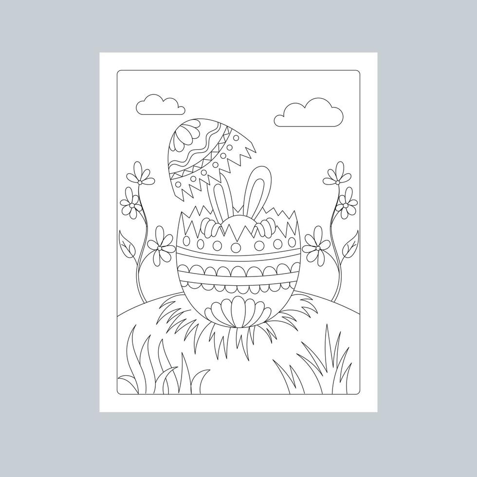 Hand Drawn Easter Background Line Art Illustration vector