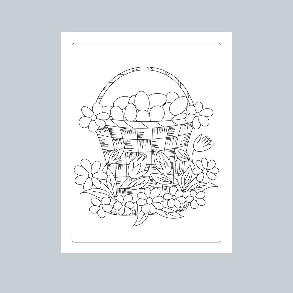 Hand Drawn Easter Background Line Art Illustration vector