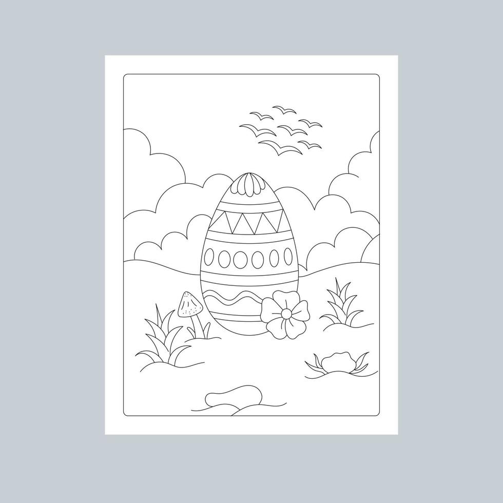 Hand Drawn Easter Background Line Art Illustration vector