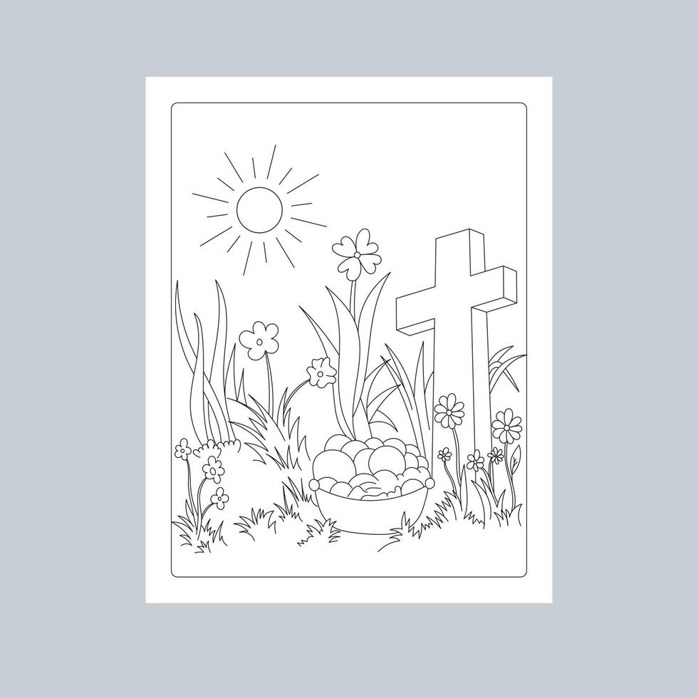 Hand Drawn Easter Background Line Art Illustration vector