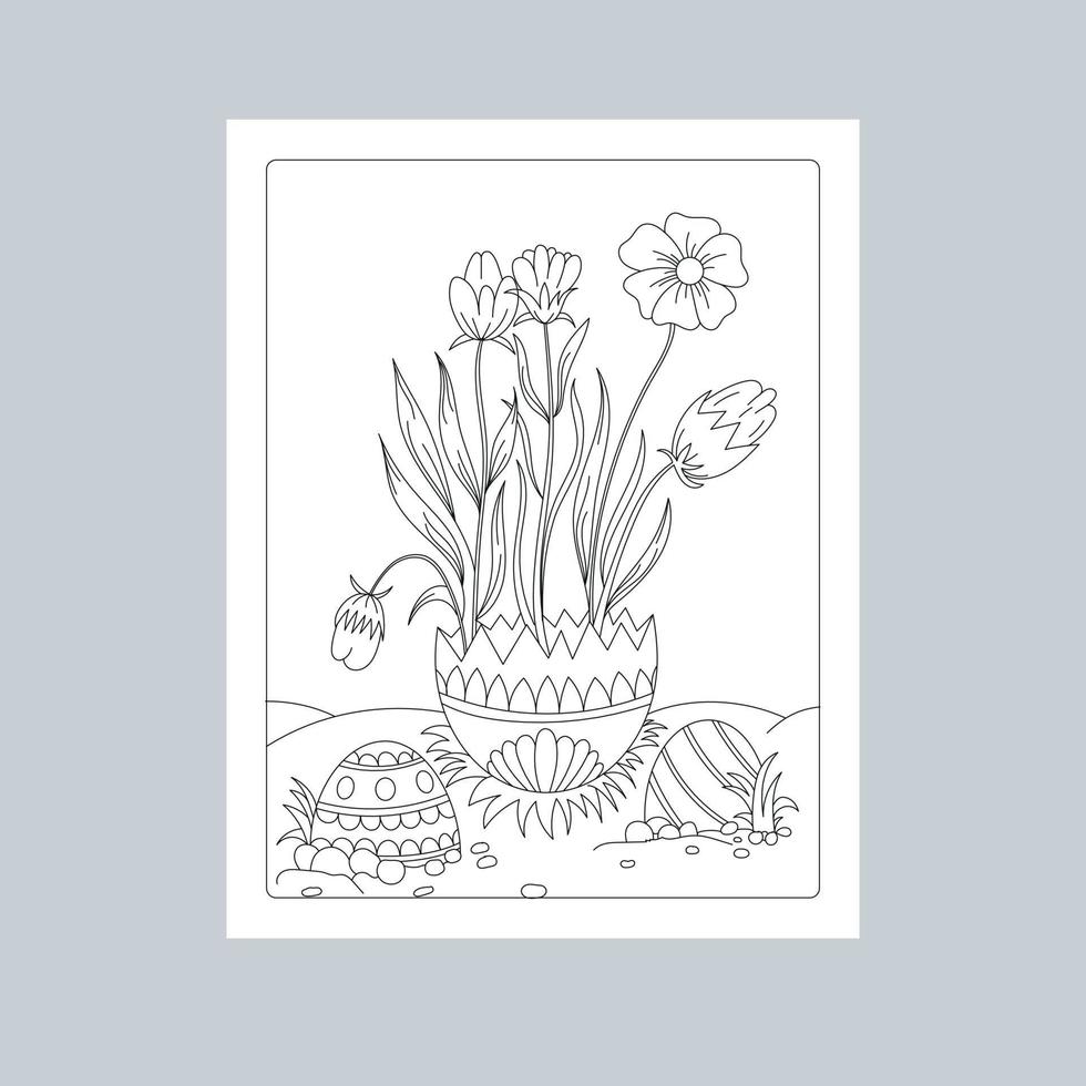 Hand Drawn Easter Background Line Art Illustration vector