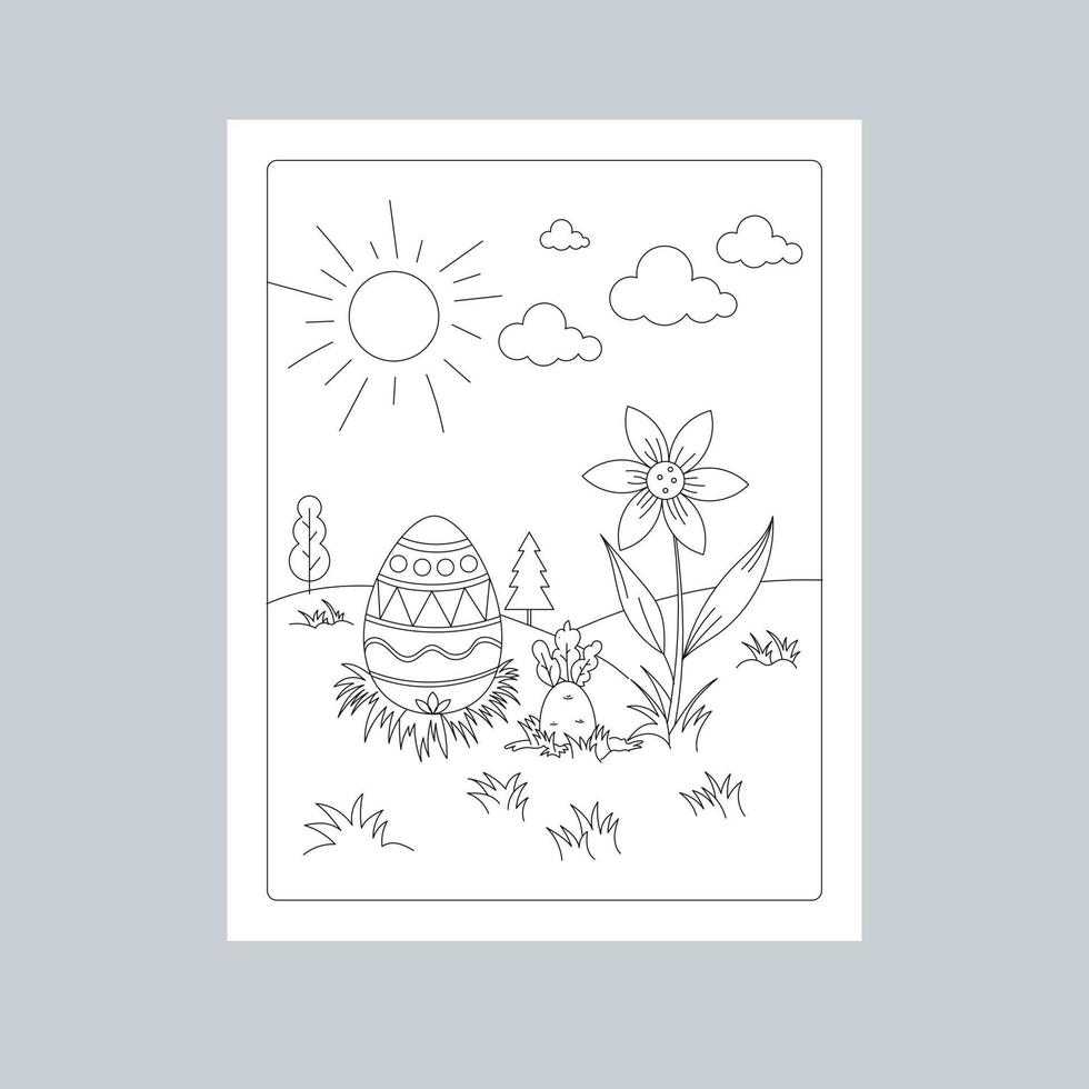 Hand Drawn Easter Background Line Art Illustration vector