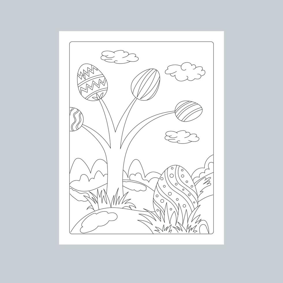 Hand Drawn Easter Background Line Art Illustration vector