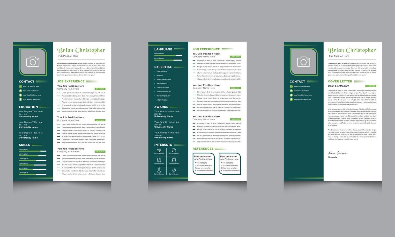 Modern resume cv template design cover letter business layout Job Applications vector