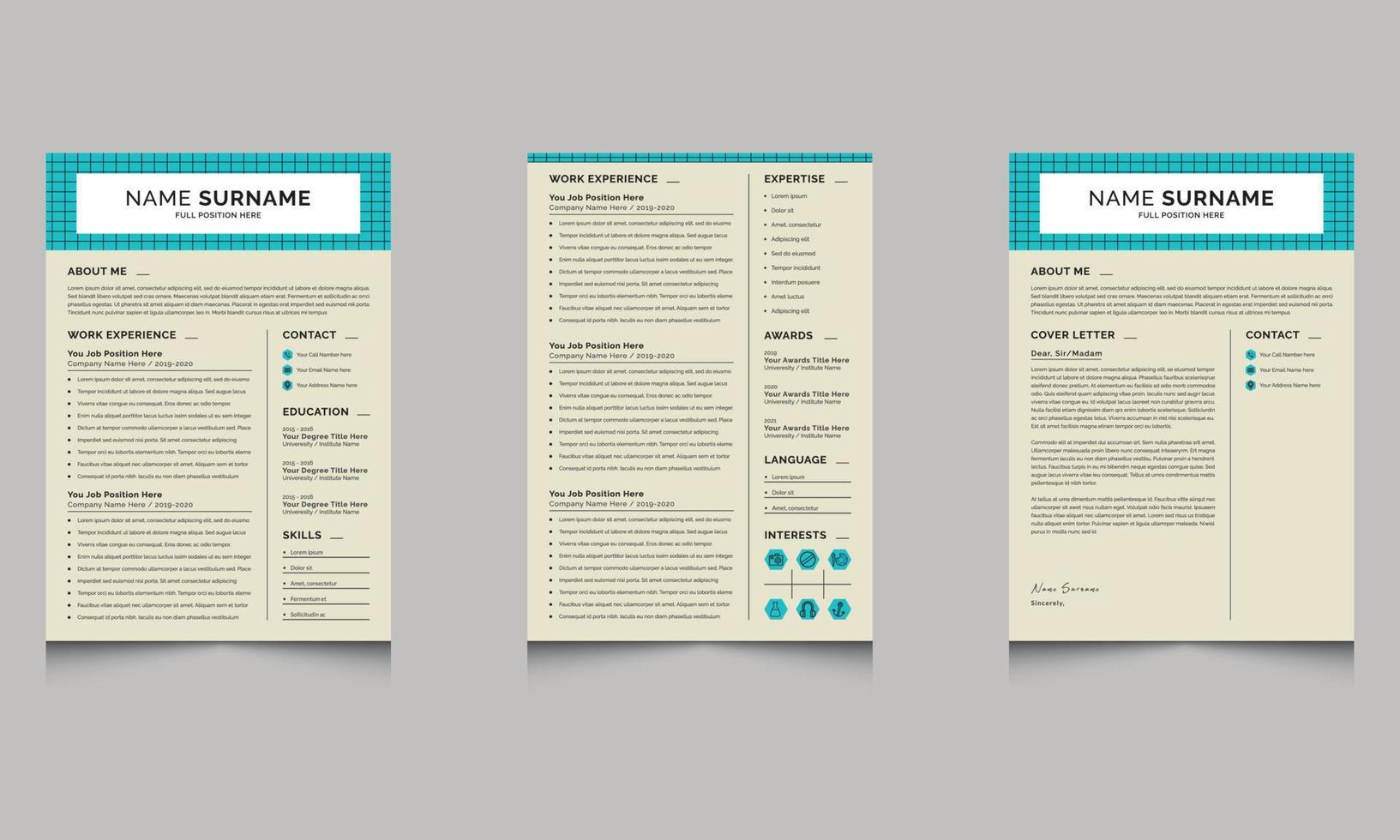 Clean and Professional Resume CV Layout Vector Template Cv Resume design