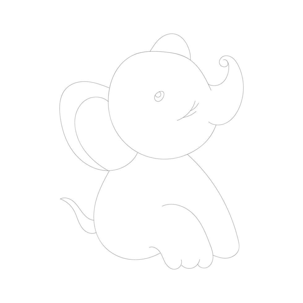 Elephant one-line drawing with coloring pages vector