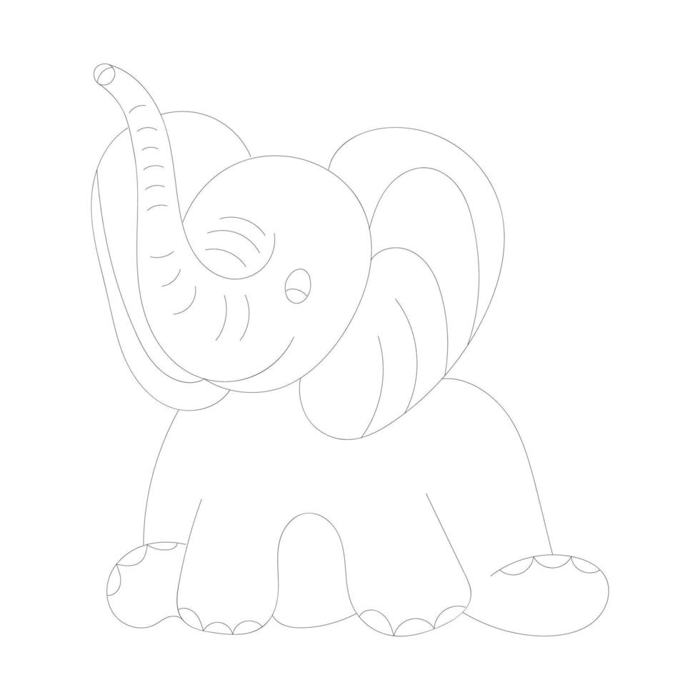 dibujo de una línea de elefante con páginas para colorear vector