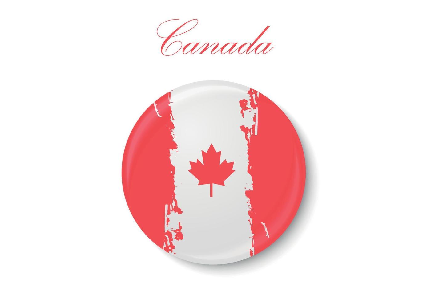 The flag of Canada. Standard color. The circular icon. The round flag. Digital illustration. Computer illustration. Vector illustration.
