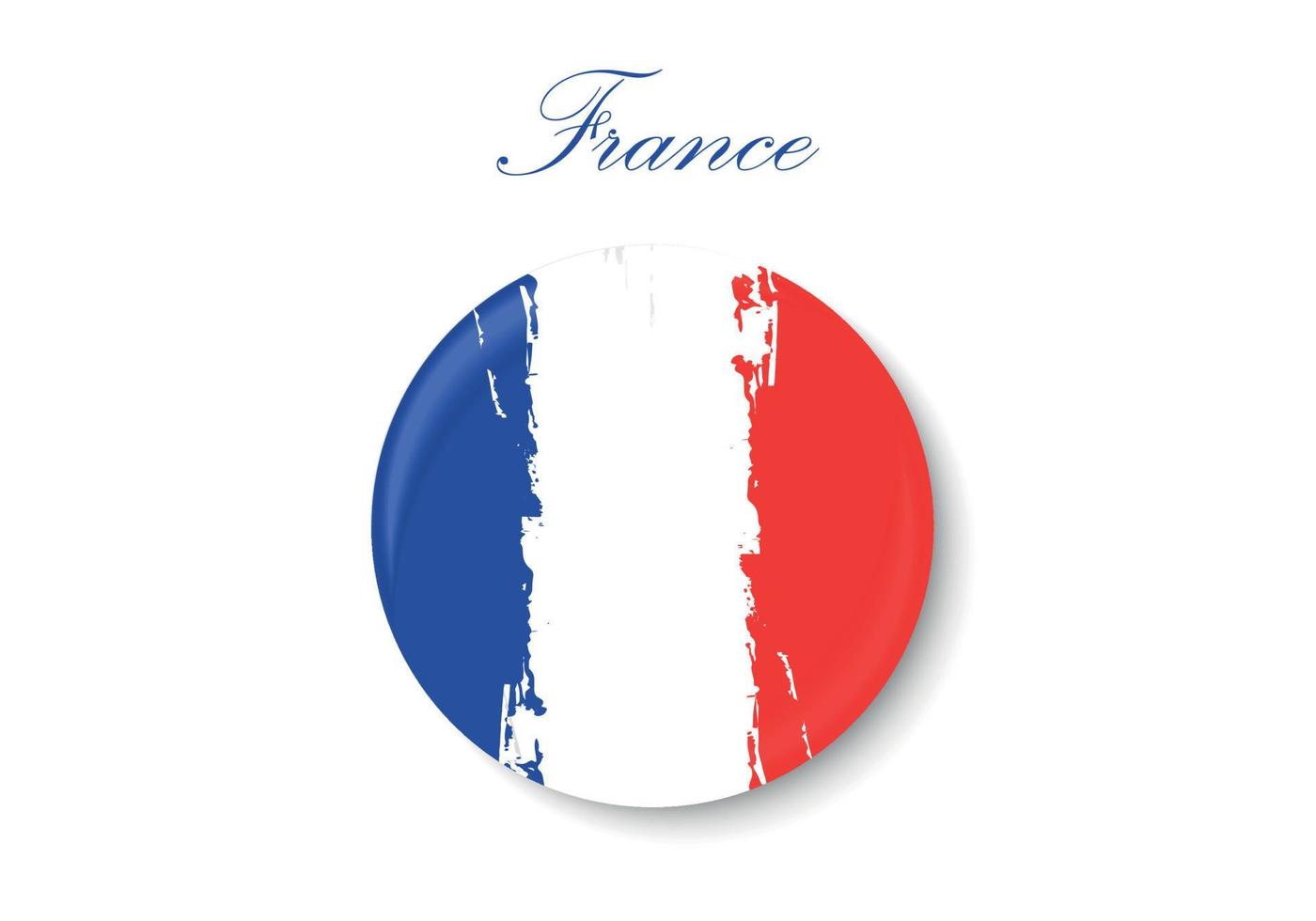The flag of France. Standard color. The circular icon. The round flag. Digital illustration. Computer illustration. Vector illustration.