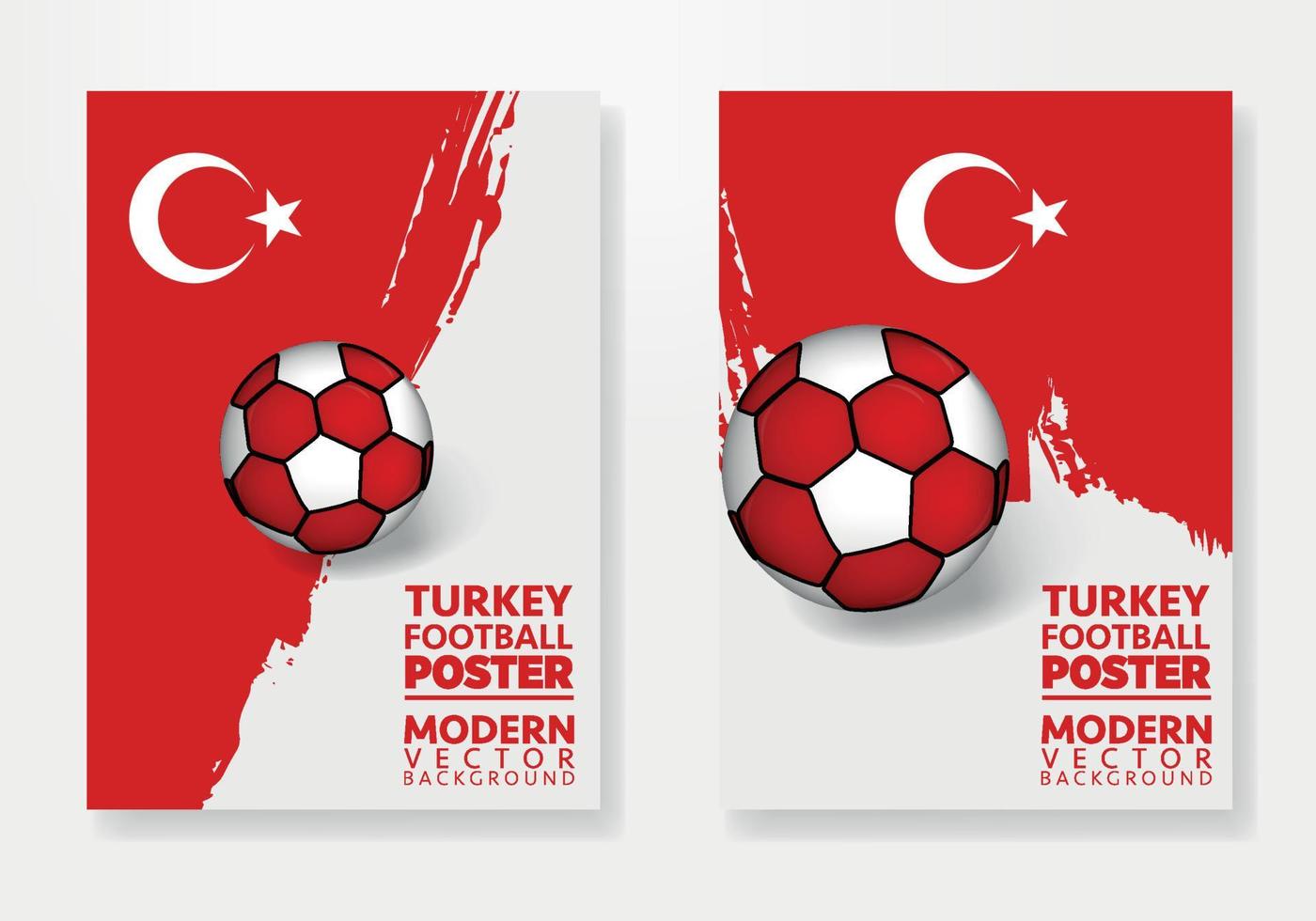Vector Turkey football poster template, with soccer ball, brush textures, and place for your texts.