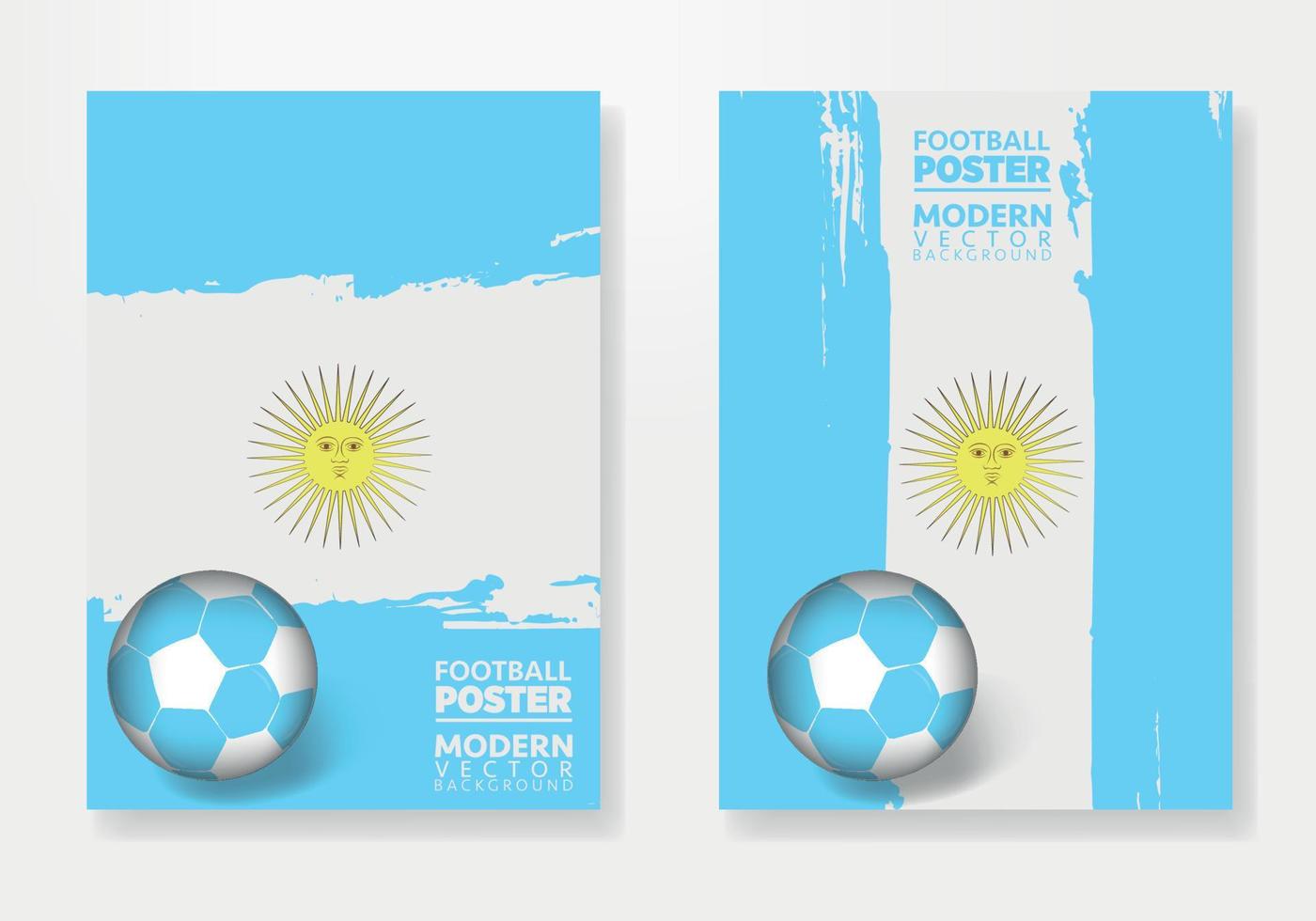 Vector Argentina football poster template, with soccer ball, brush textures, and place for your texts.
