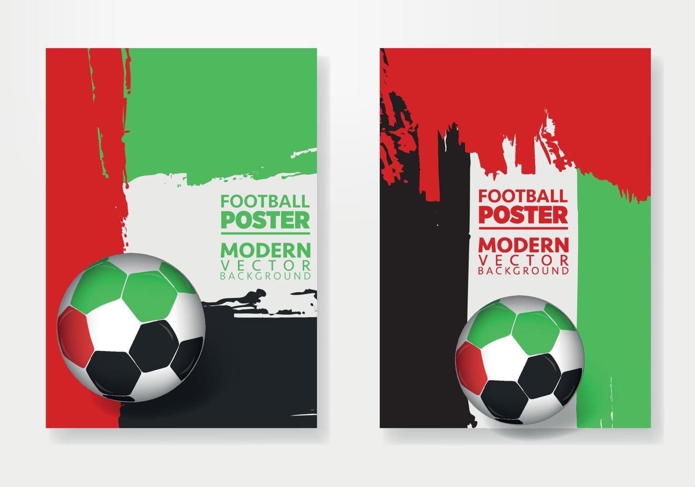 plantilla de afiche de fútbol de emiratos árabes vectoriales, con balón de fútbol, texturas de pincel y lugar para sus textos. vector