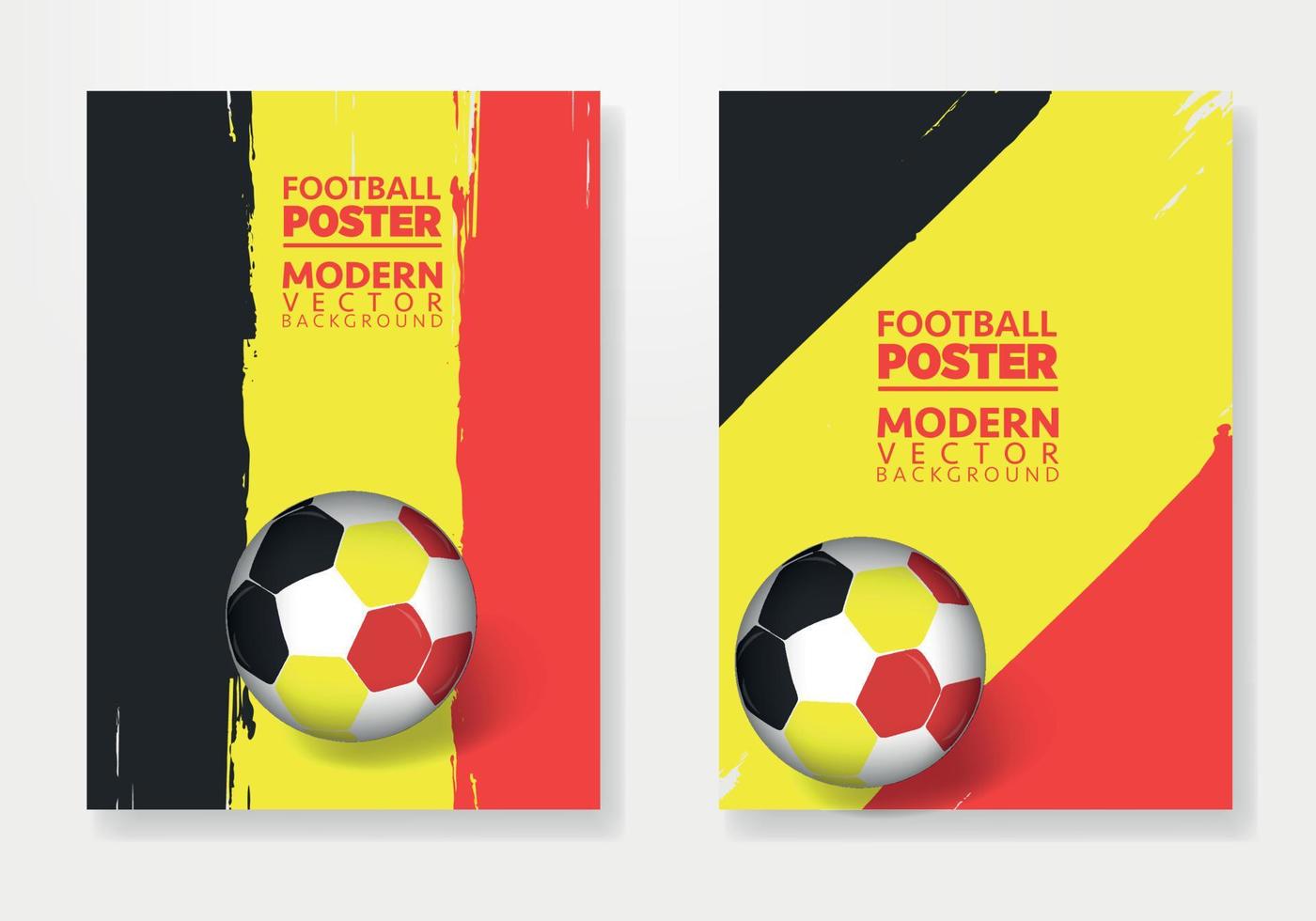 Plantilla vectorial de afiches de fútbol de Bélgica, con balón de fútbol, texturas de pincel y lugar para sus textos. vector