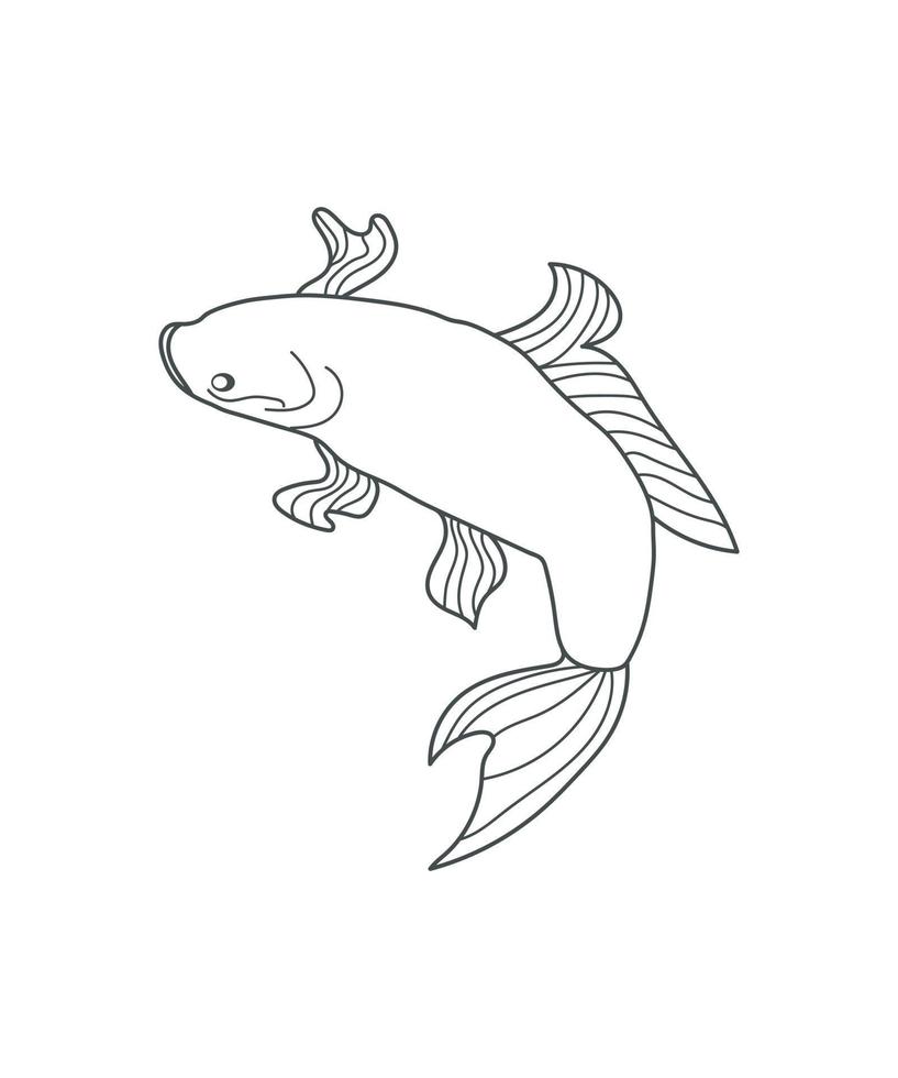 ilustración de un arte de línea de pescado en blanco vector