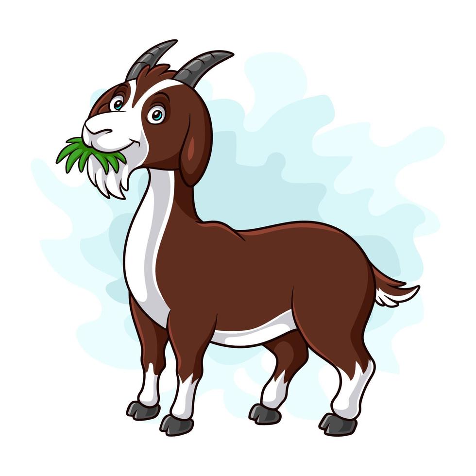 goat cartoon eating grass isolated on white background vector