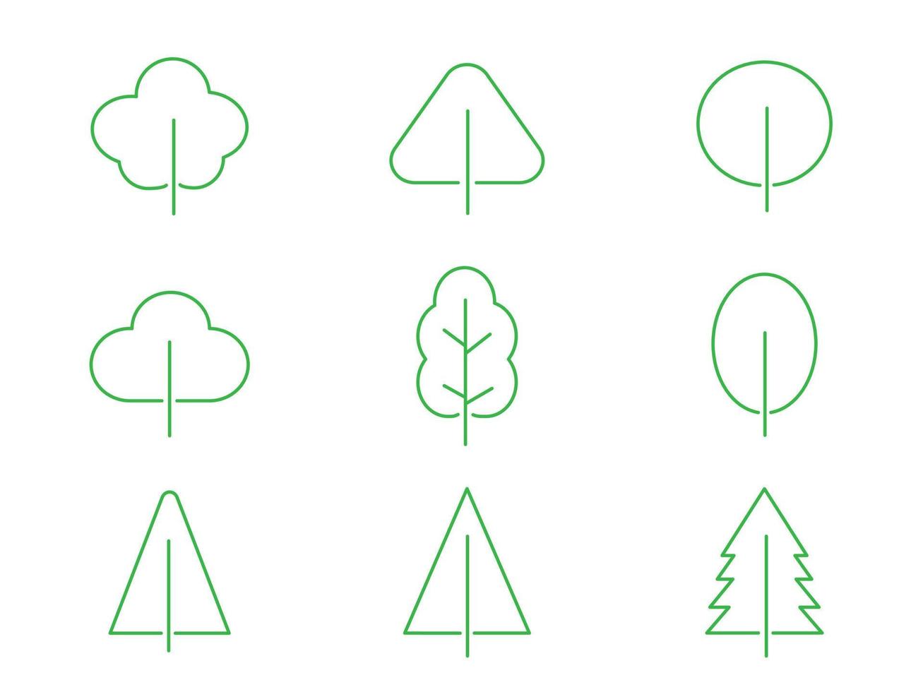Black Branch Tree Icon or Naked trees silhouettes set. Hand drawn isolated illustrations. vector