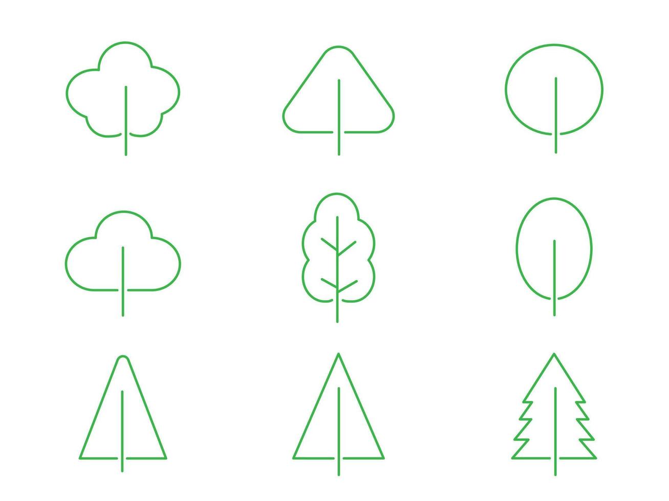 Black Branch Tree Icon or Naked trees silhouettes set. Hand drawn isolated illustrations. vector