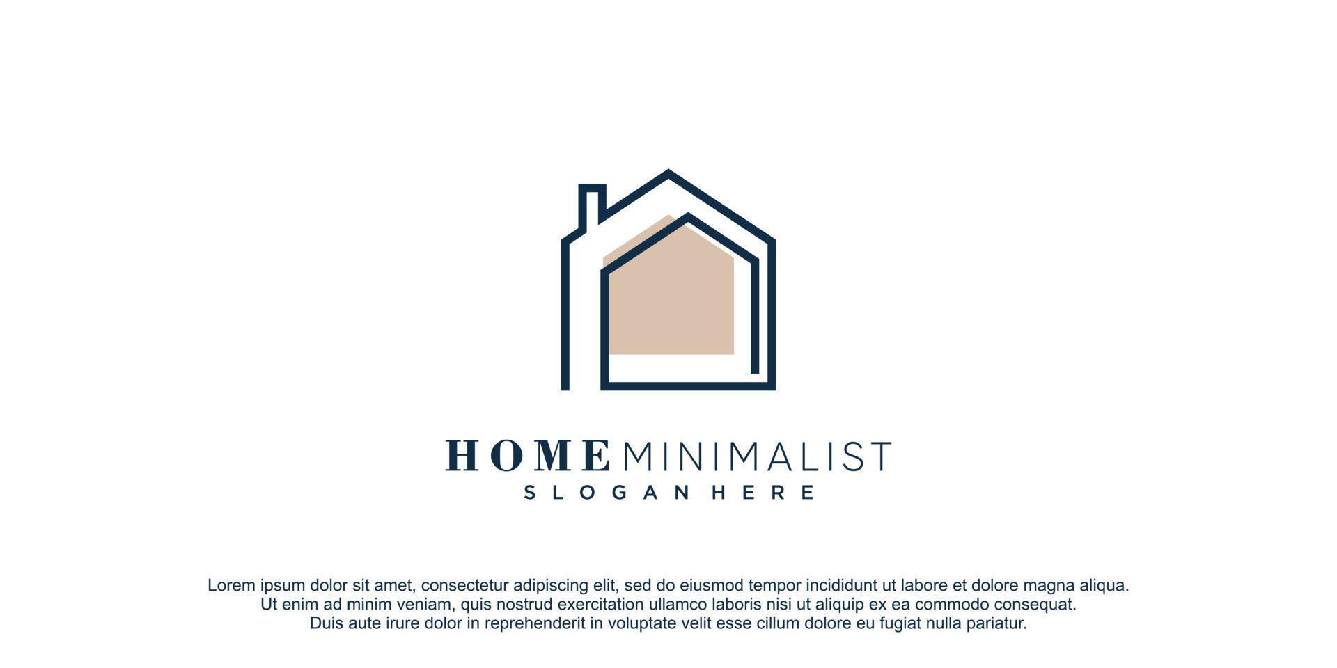 Home minimalist logo with creative lineart design icon vector illustration