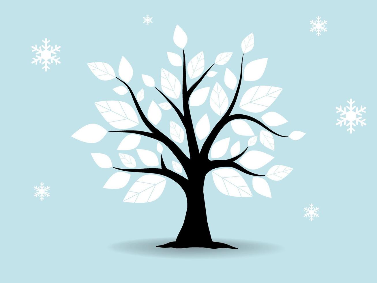 fondo de bosque de árbol negro y rama y nevando para el concepto de temporada de invierno. ilustraciones aisladas dibujadas a mano. vector