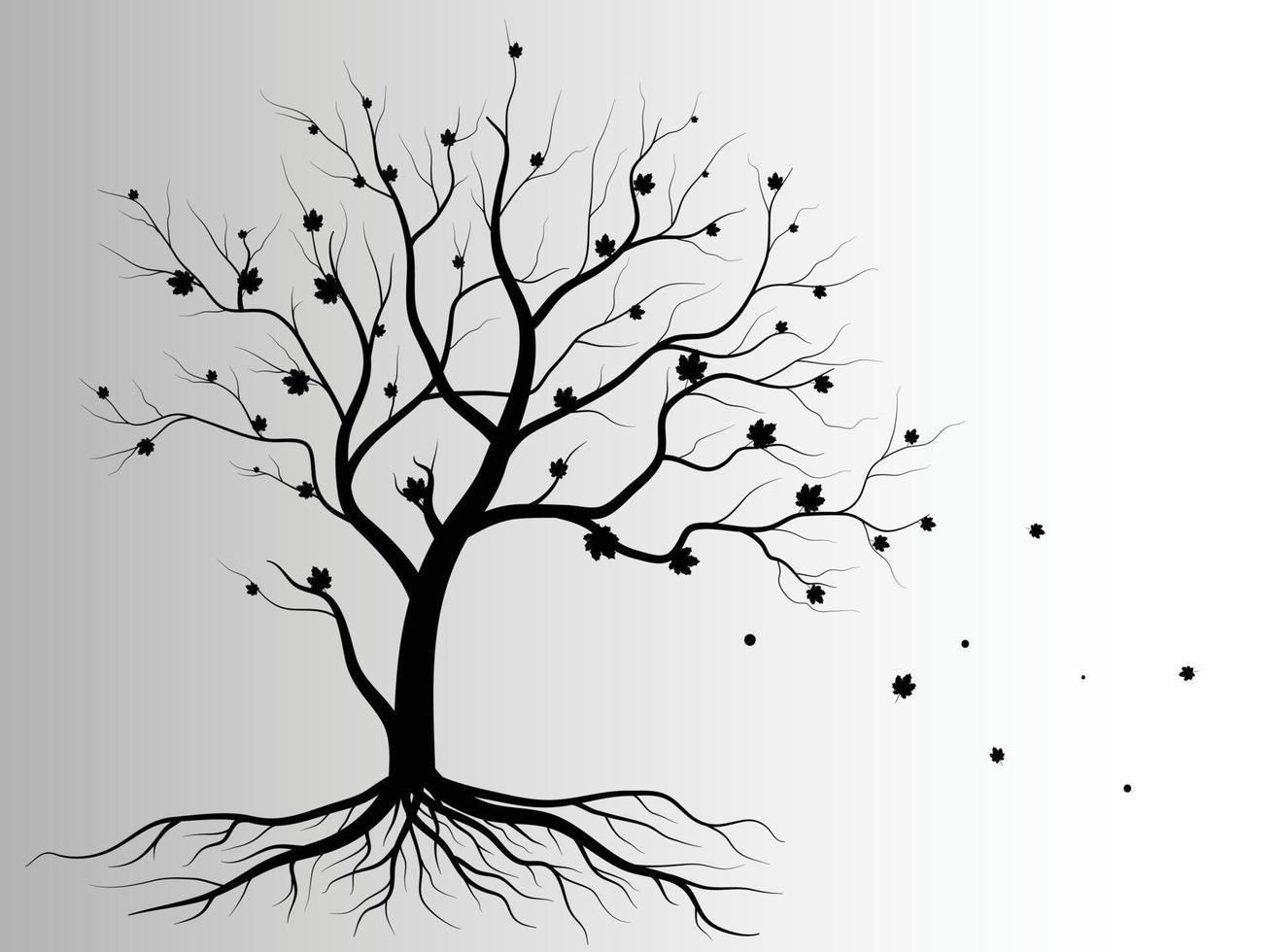 Black Branch Tree or Naked trees silhouettes set. Hand drawn isolated illustrations. vector