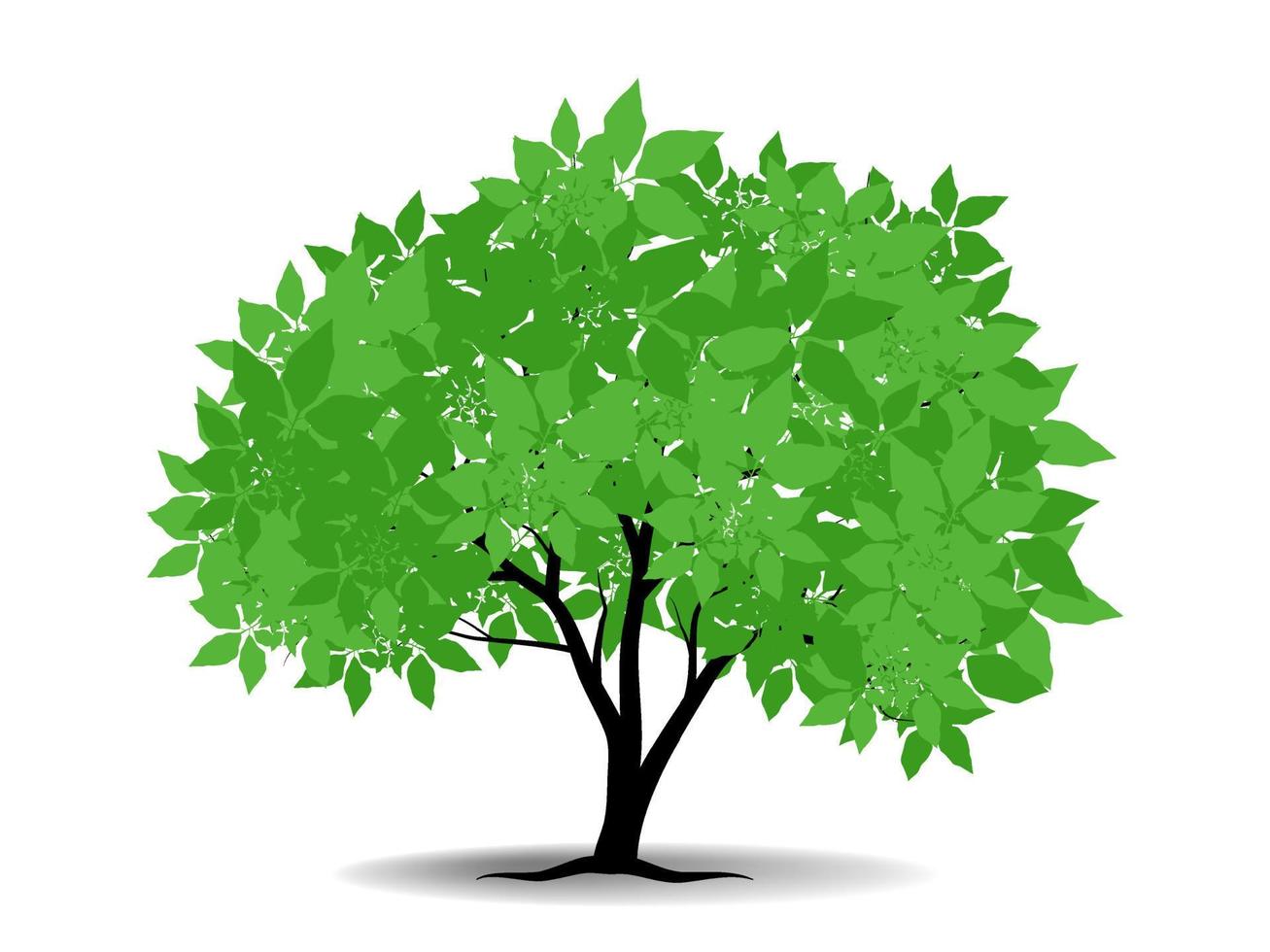 los árboles con hojas verdes se ven hermosos y refrescantes. estilo de logotipo de árbol y raíces. vector