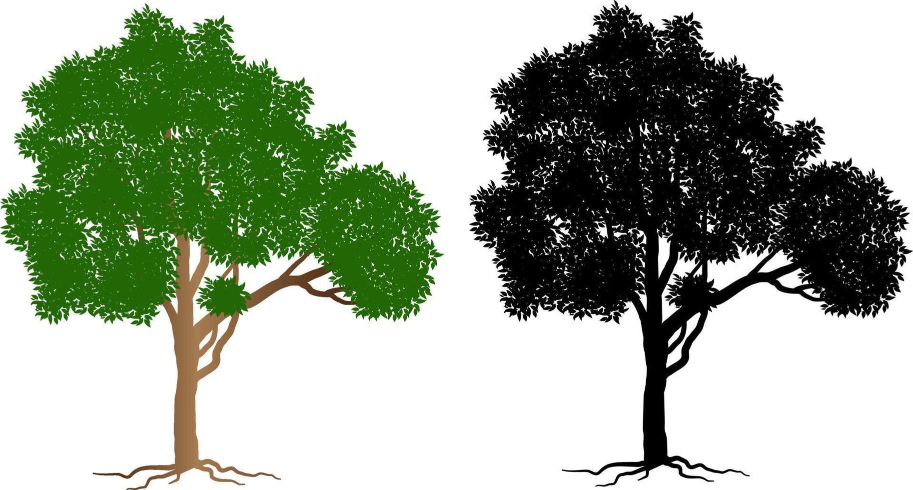 Black Branch Tree or Naked trees silhouettes set. Hand drawn isolated illustrations. vector