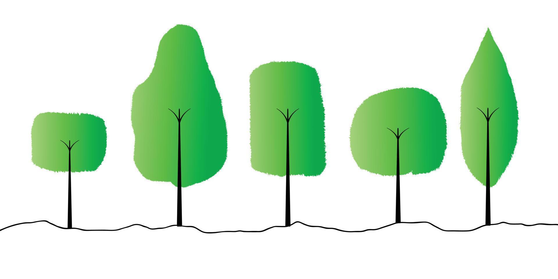 conjunto de siluetas de árbol de rama negra o árboles desnudos. ilustraciones aisladas dibujadas a mano. vector