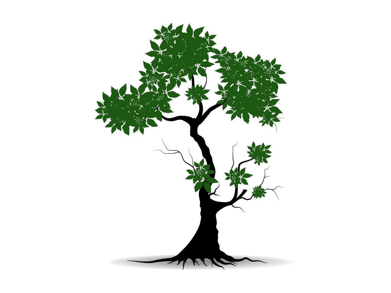 Black Branch Tree or Naked trees silhouettes set. Hand drawn isolated illustrations. vector