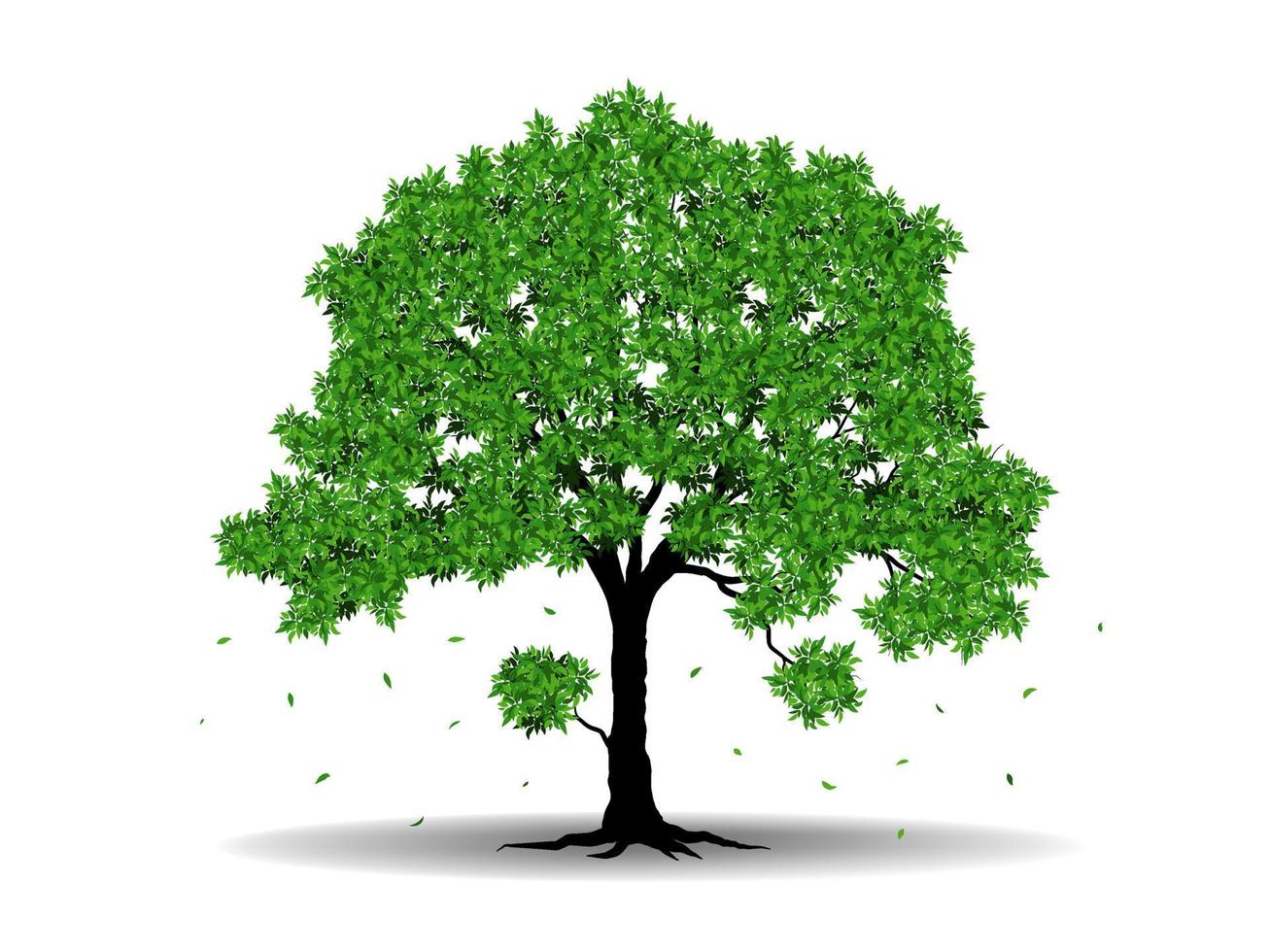 el gran árbol con hojas verdes se ve hermoso y refrescante. concepto de logotipo de árbol y raíces. se puede utilizar para su trabajo. vector