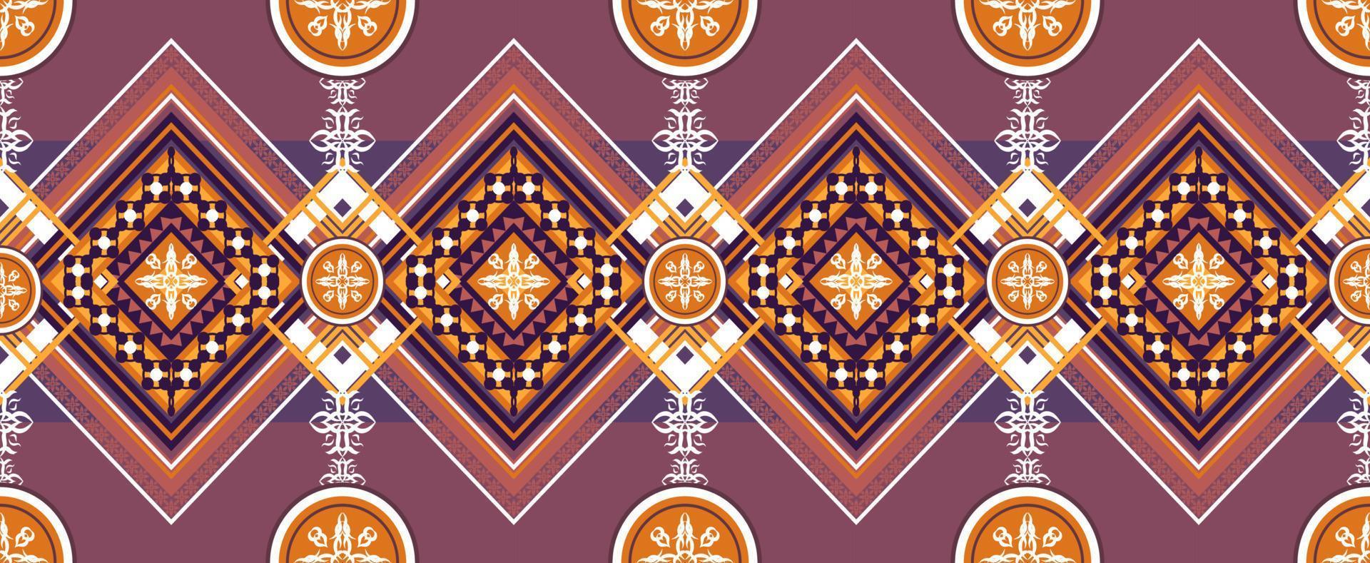 Ethnic fabric pattern Designed from geometric shapes Ethnic Asian style fabric pattern Used for home decoration, carpet work, indoor and outdoor use. vector