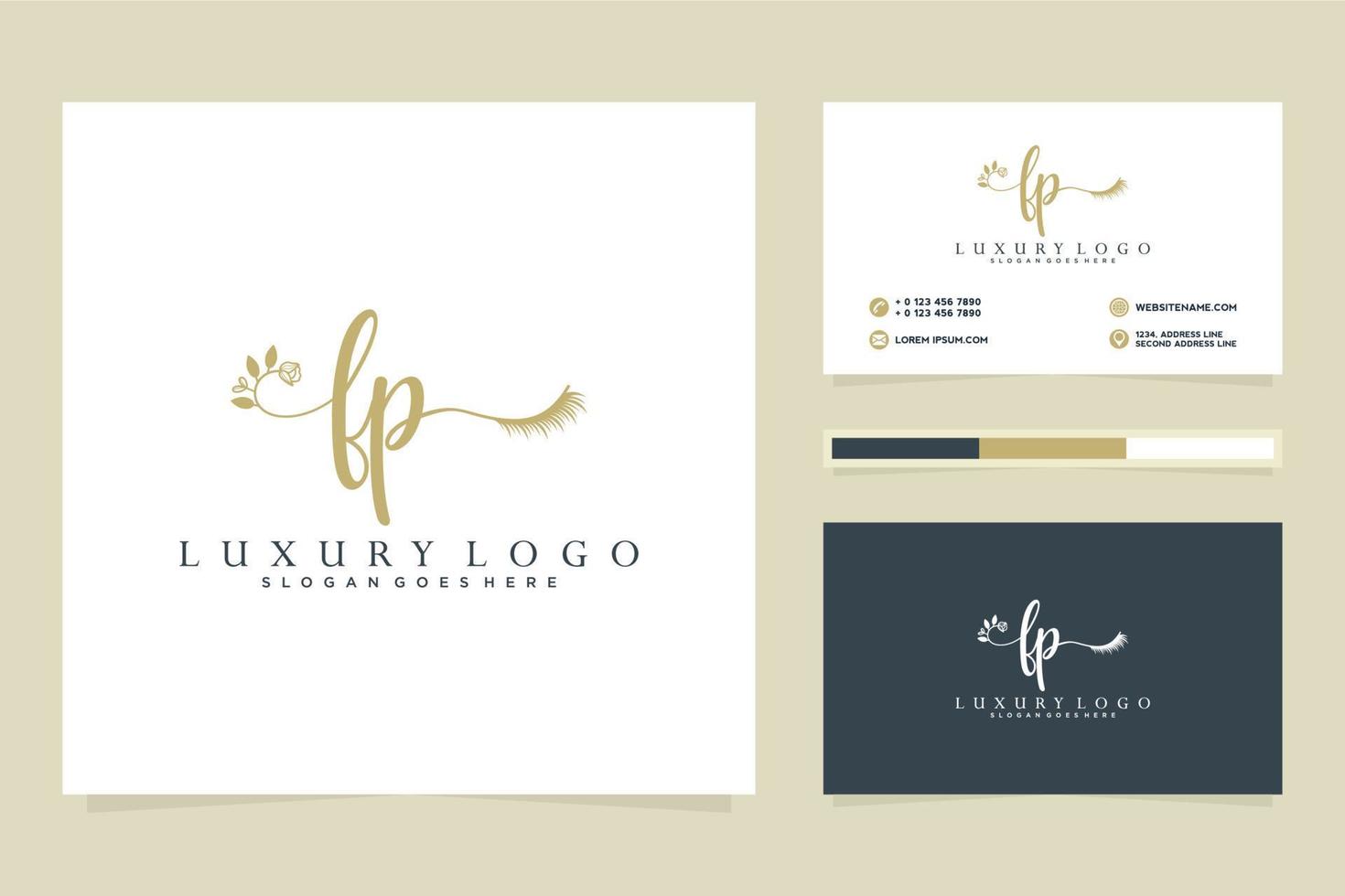 Initial FP Feminine logo collections and business card templat Premium Vector