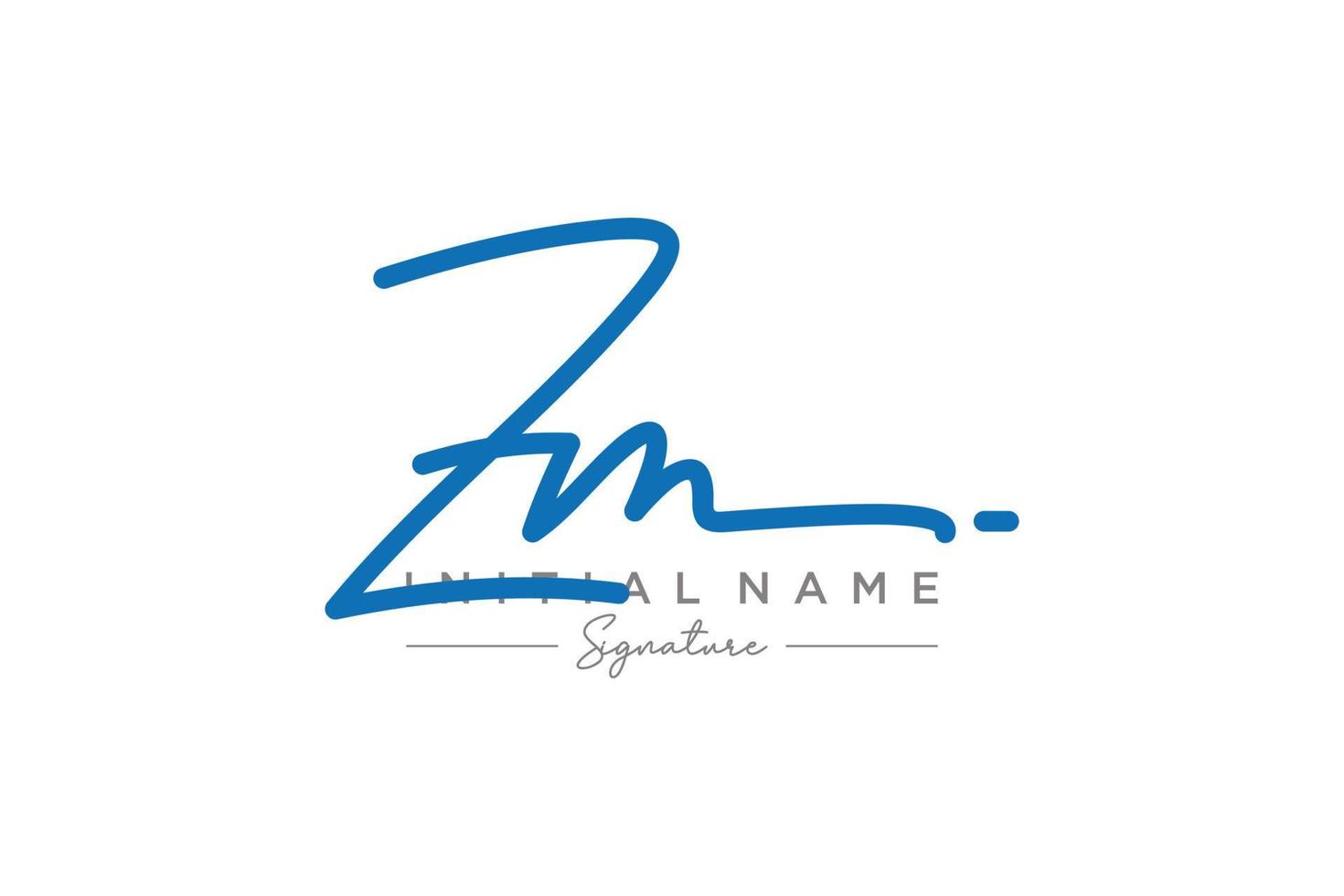 Initial ZM signature logo template vector. Hand drawn Calligraphy lettering Vector illustration.