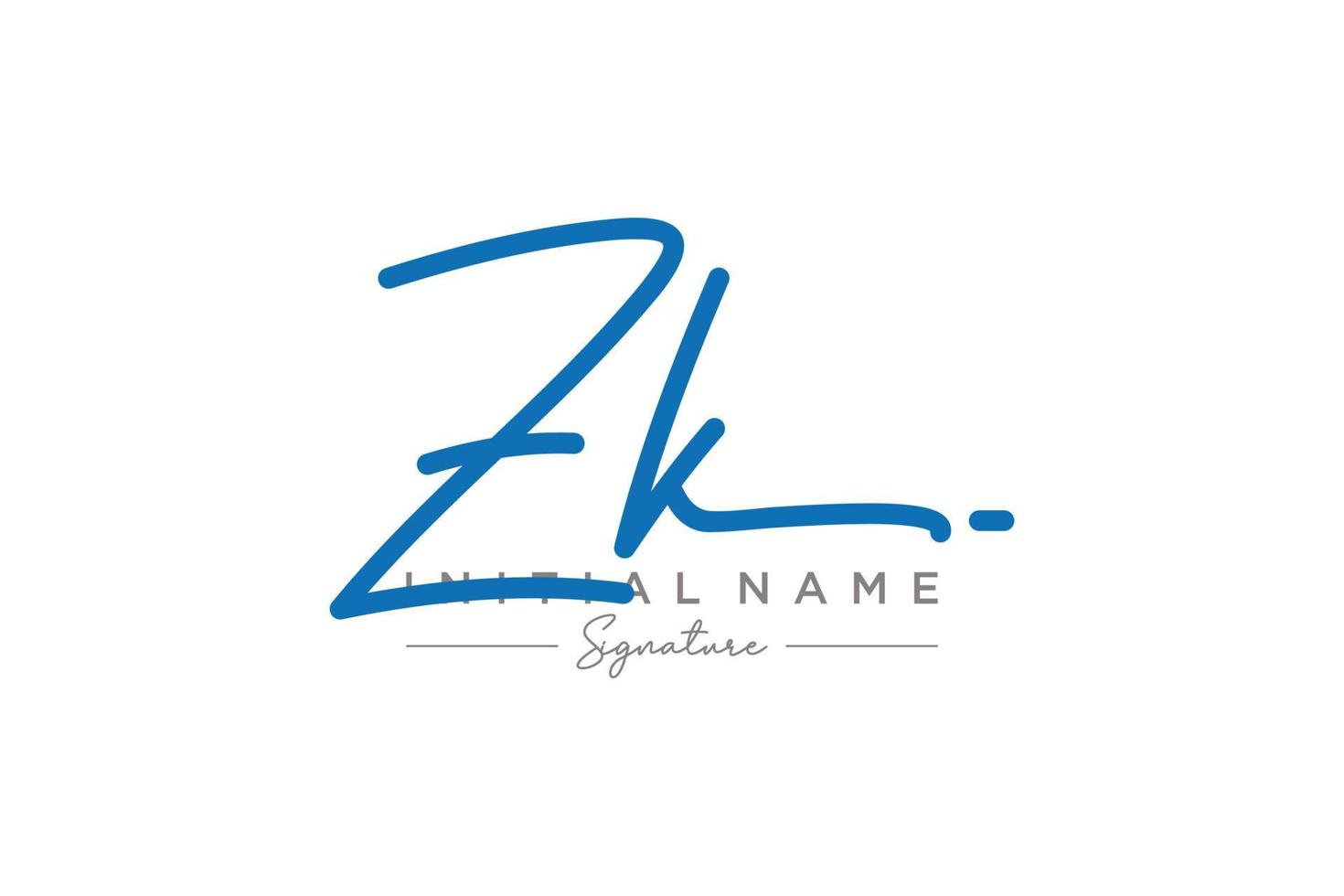 Initial ZK signature logo template vector. Hand drawn Calligraphy lettering Vector illustration.