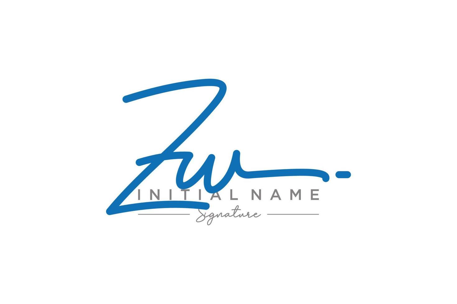vector de plantilla de logotipo de firma zw inicial. ilustración de vector de letras de caligrafía dibujada a mano.