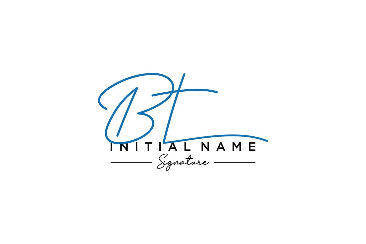 vector de plantilla de logotipo de firma bt inicial. ilustración de vector de letras de caligrafía dibujada a mano.