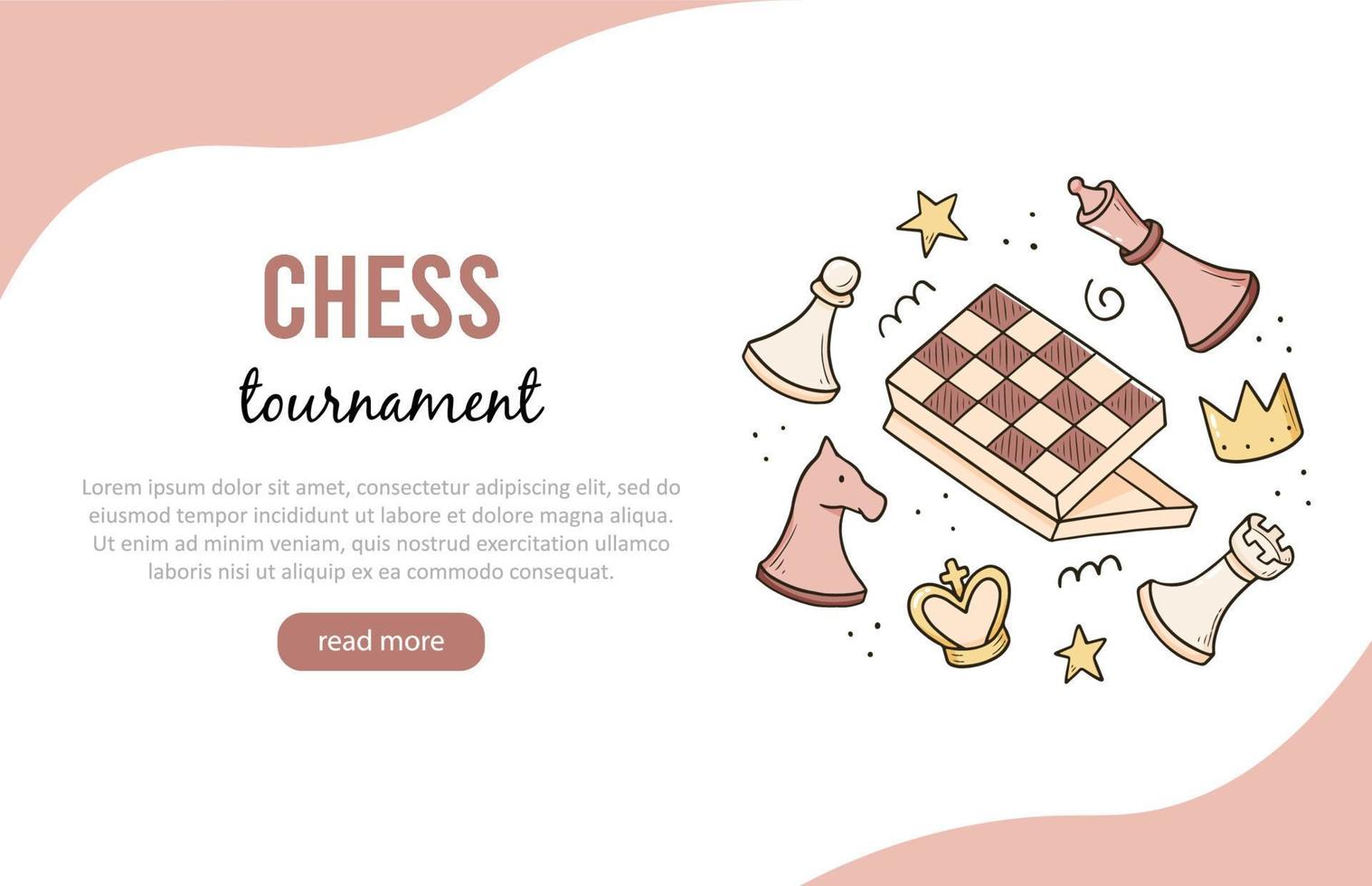 Hand drawn banners template with cartoon chess vector