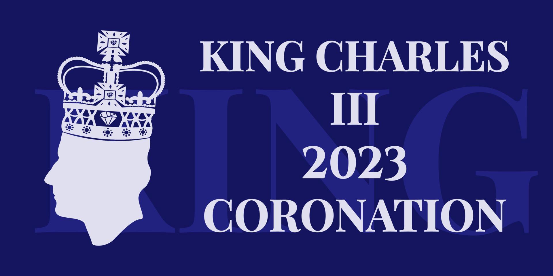 London, UK, 6TH MAY. 2023. King Charles III Coronation Charles of Wales becomes King of England. White post, vector