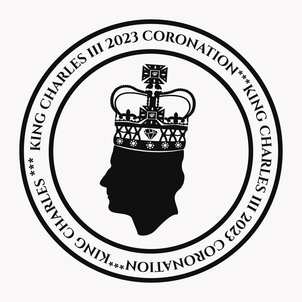 London, UK, 6TH MAY. 2023. King Charles III Coronation Charles of Wales becomes King of England. Silhouette of the emblem is black. vector