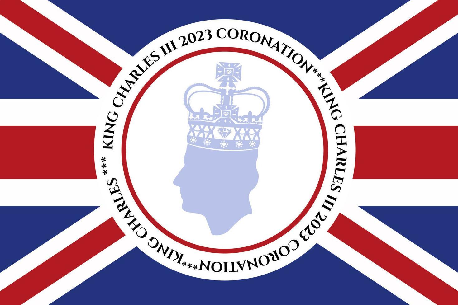 London, UK, 6TH MAY. 2023. King Charles III Coronation Charles of Wales becomes King of England. White post, vector