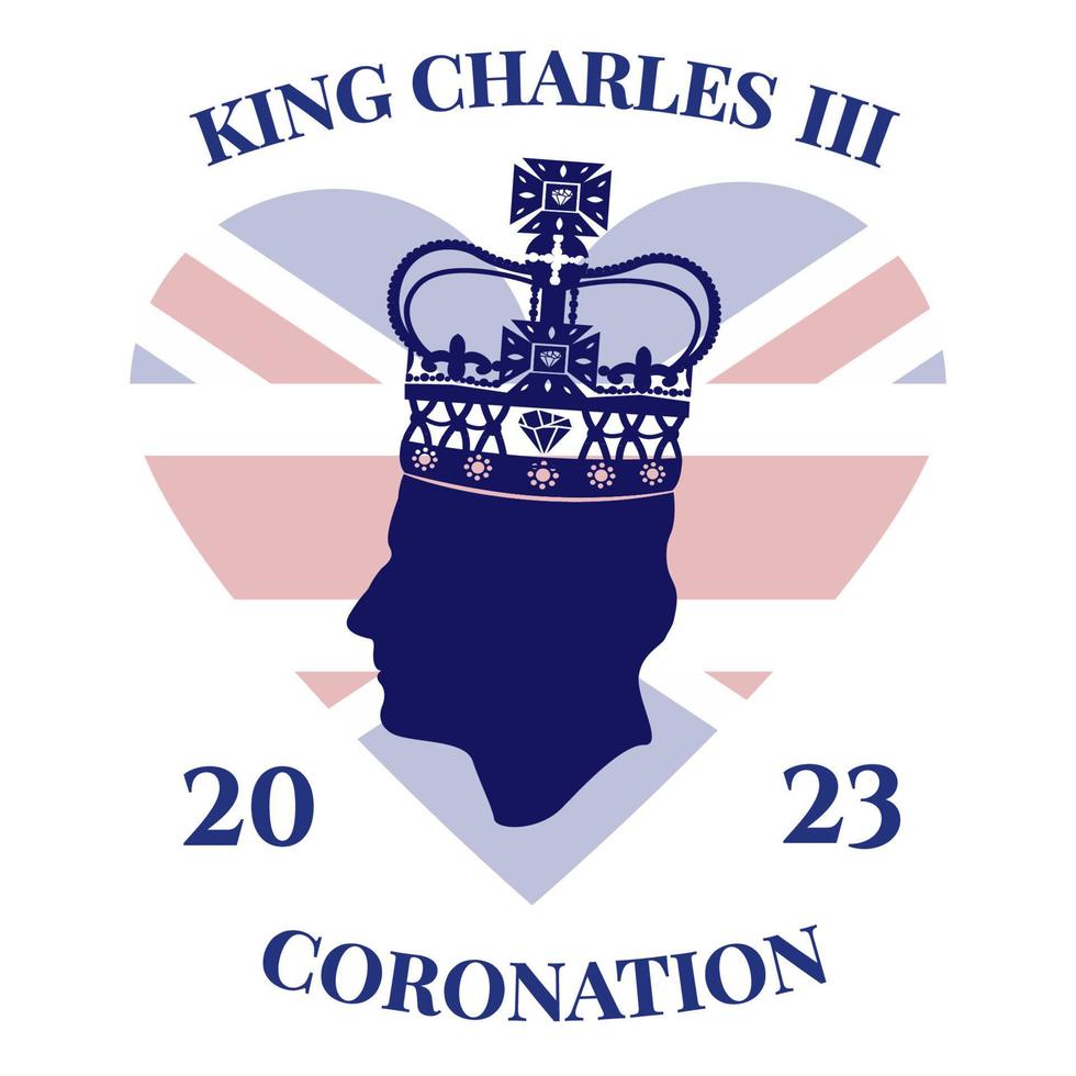 London, UK, 6TH MAY. 2023. King Charles III Coronation Charles of Wales becomes King of England. White post, vector