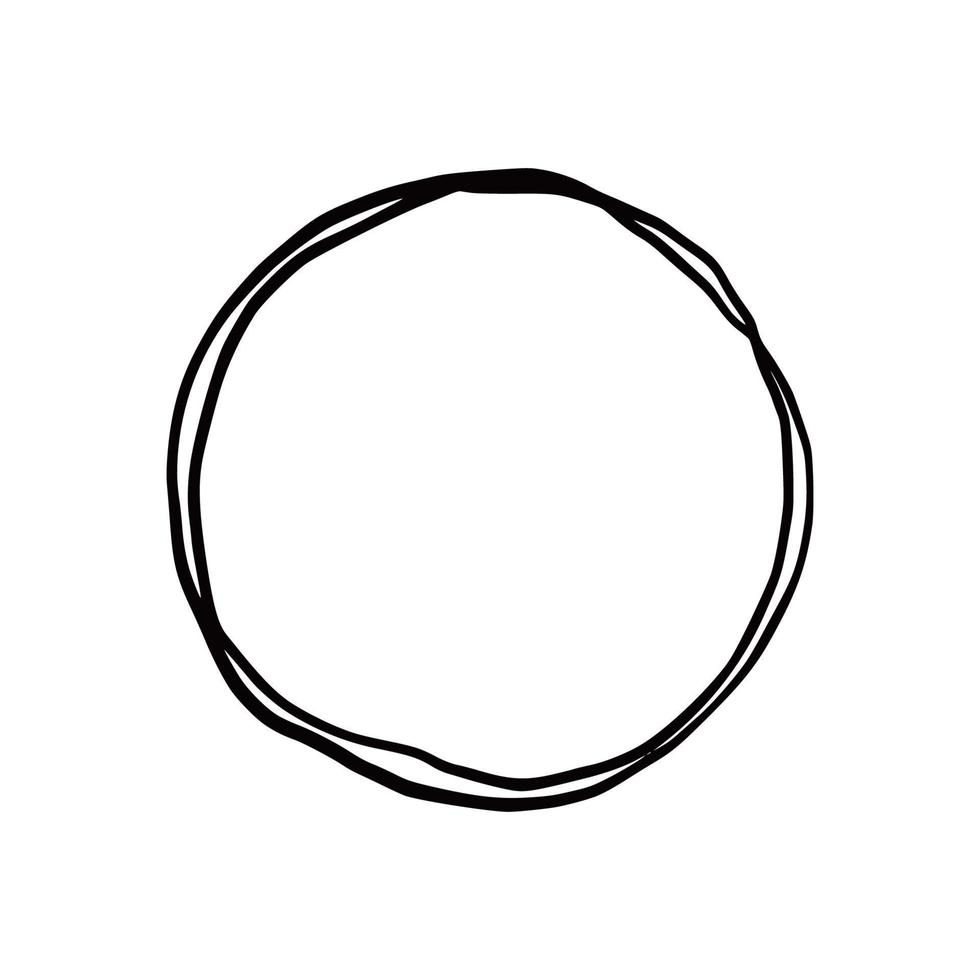 Hand drawn circle line badge. vector