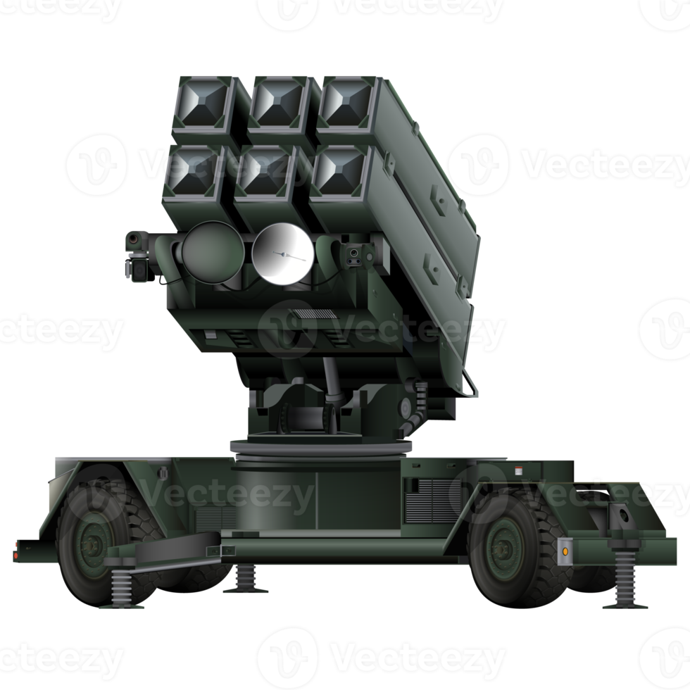 Anti - aircraft air defense system Aspide in realistic style. Skyguard. Colorful PNG illustration.